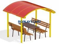 Стол и лавки под навесом МАФ 4005 в Уфе Стол и лавки под навесом МАФ 4005 в Уфе