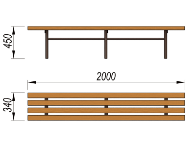 Двухметровая лавочка без спинки 2 м МАФ 1602 в Уфе
