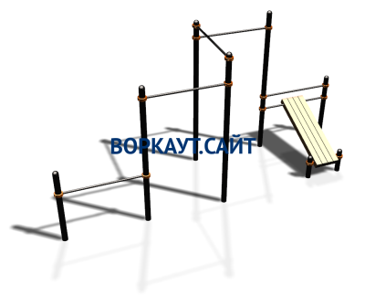 Воркаут комплекс разноуровневых турников со скамьей для пресса ВС-37 в Уфе