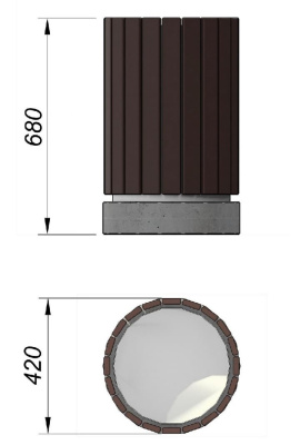 Урна деревянная круглая с бетонным основанием МАФ 1632 в Уфе