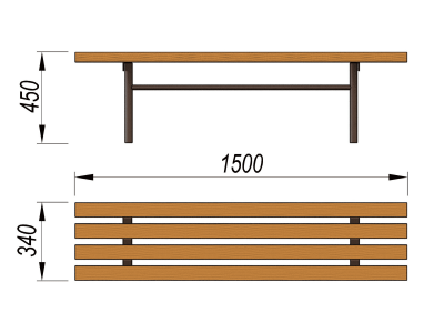 Лавочка без спинки МАФ 1601 в Уфе