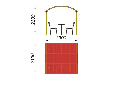 Стол и лавки под навесом МАФ 4005 в Уфе