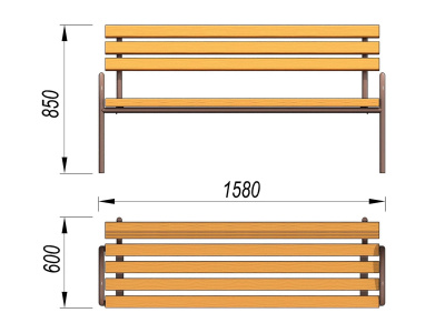 Парковая лавочка со спинкой МАФ 1605 в Уфе