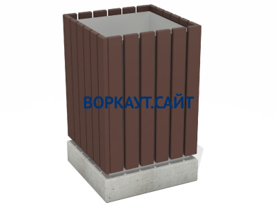 Урна деревянная квадратная с бетонным основанием МАФ 1633 в Уфе